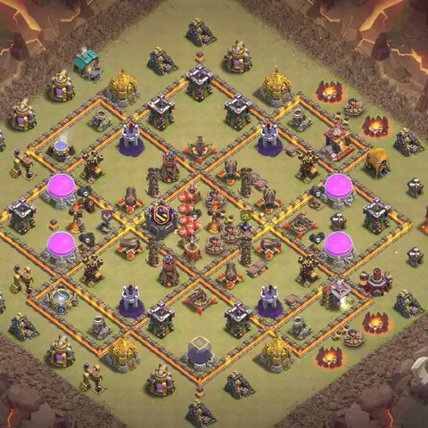 TH10 anti lavaloon anti 3-star war base layout #011