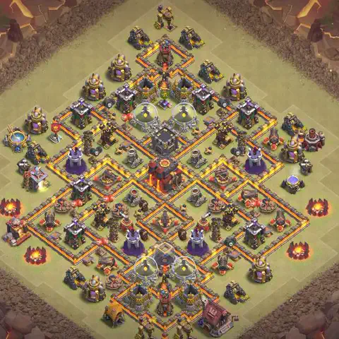 TH10 anti air anti 3-star war base layout #044