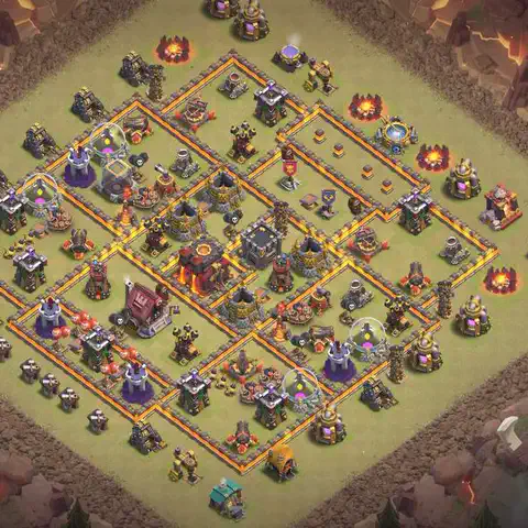 TH10 anti lavaloon anti 3-star war base layout #077