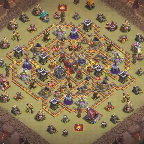 TH10 anti lavaloon anti 3-star war base layout #086