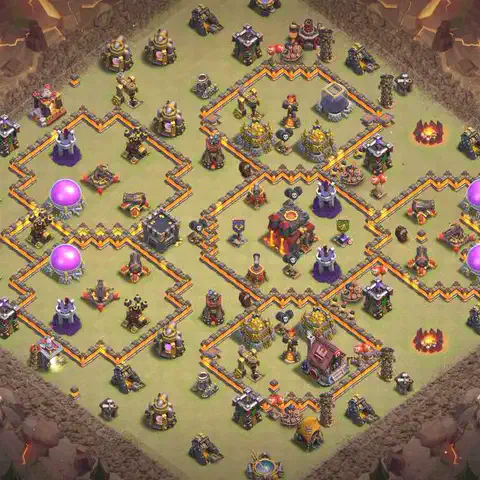 TH10 anti blimp cwl war base layout #028