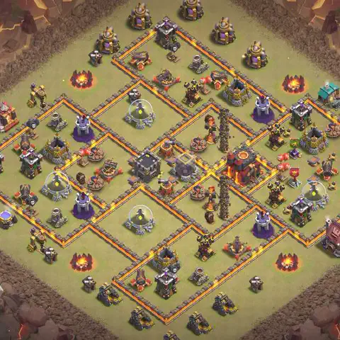 TH10 anti blimp cwl war base layout #046