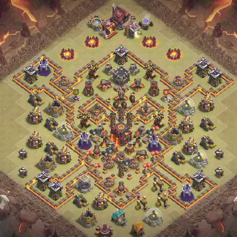 TH10 anti lavaloon cwl war base layout #049