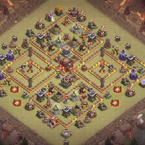 TH10 anti lavaloon cwl war base layout #052