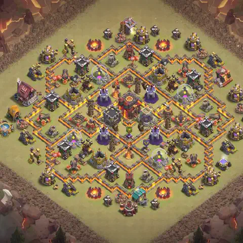 TH10 anti lavaloon cwl war base layout #070