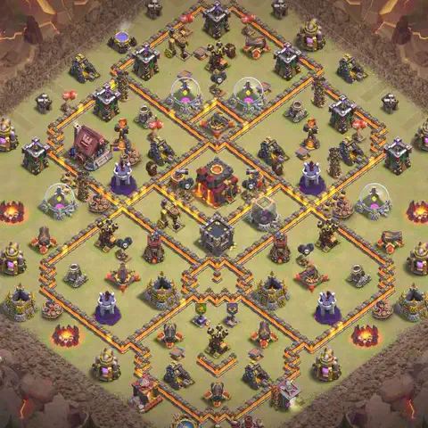 TH10 anti blimp cwl war base layout #073