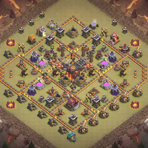 TH10 anti blimp cwl war base layout #082