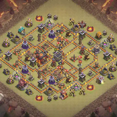 TH10 anti lavaloon cwl war base layout #085
