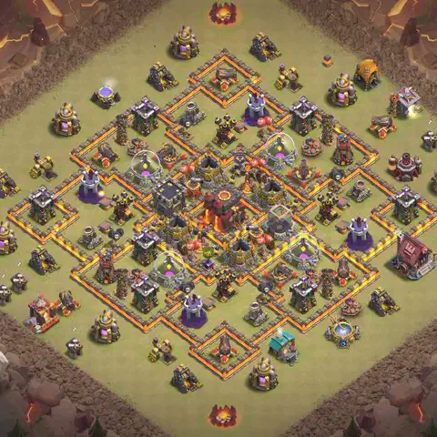 TH10 anti blimp cwl war base layout #091