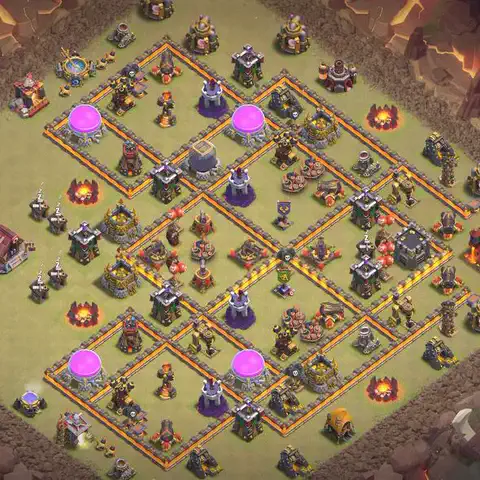 TH10 anti air war defense base layout #009