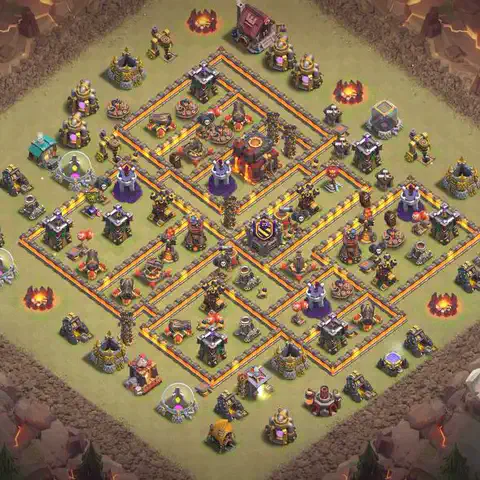 TH10 anti lavaloon war defense base layout #018