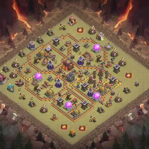 TH10 anti dragon war defense base layout #024