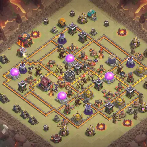 TH10 anti air war defense base layout #027