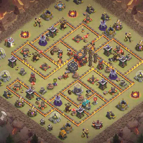 TH10 anti dragon war defense base layout #042