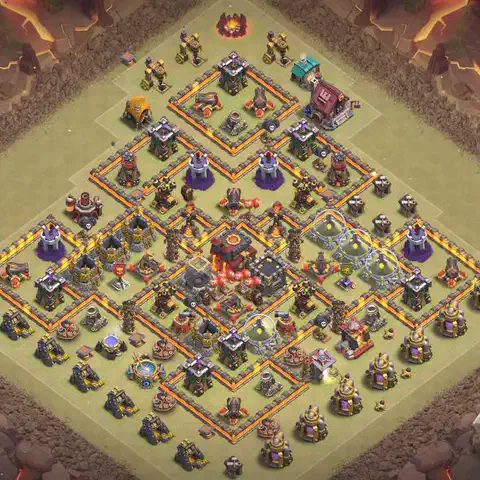 TH10 anti air war defense base layout #045