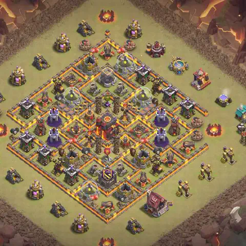 TH10 anti dragon war defense base layout #051