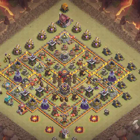 TH10 anti lavaloon war defense base layout #054