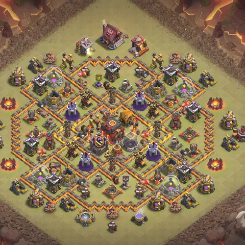 TH10 anti air war defense base layout #063