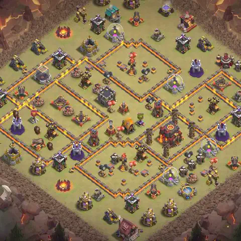 TH10 anti lavaloon war defense base layout #069