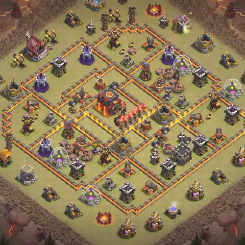 TH10 anti lavaloon war defense base layout #072