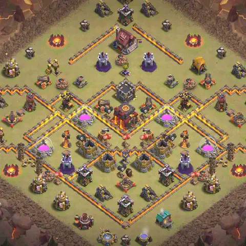 TH10 anti air war defense base layout #078