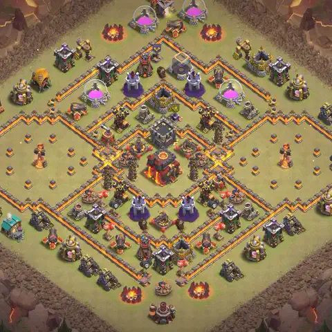 TH10 anti air war defense base layout #081