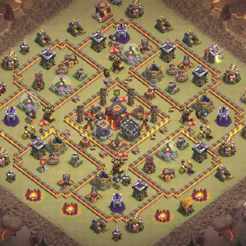 TH10 anti lavaloon war defense base layout #090