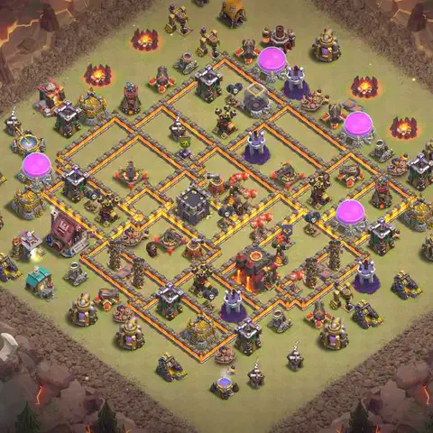 TH10 anti air war defense base layout #096