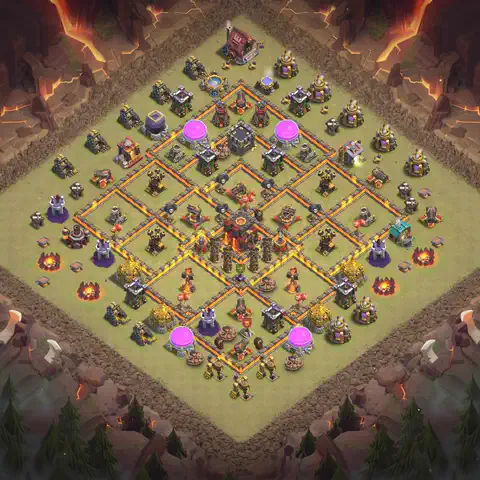 TH10 anti dragon war defense base layout #114