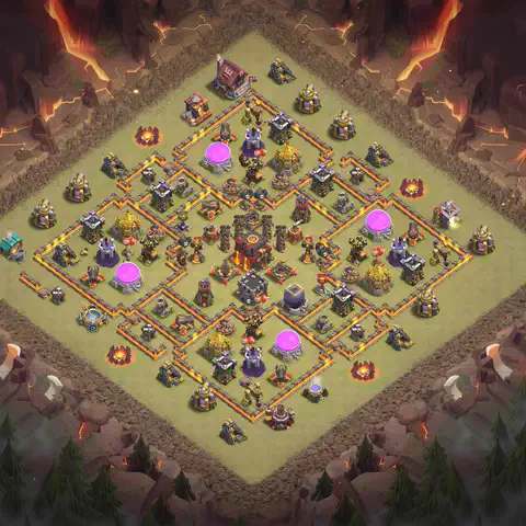 TH10 anti air war defense base layout #117