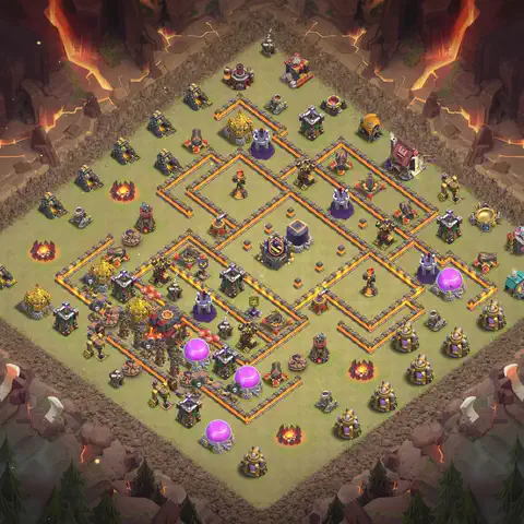 TH10 anti air war defense base layout #135