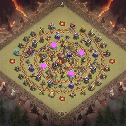 TH10 anti dragon war defense base layout #150