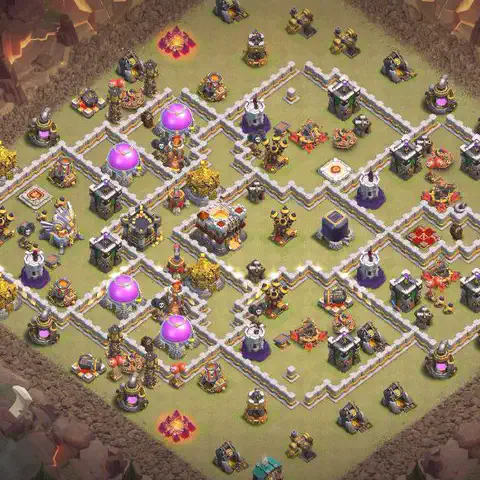TH11 anti lavaloon cwl war base layout #025