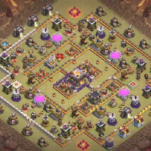 TH11 anti air war defense base layout #066