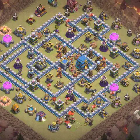 TH12 anti e-drag anti 3-star war base layout #026