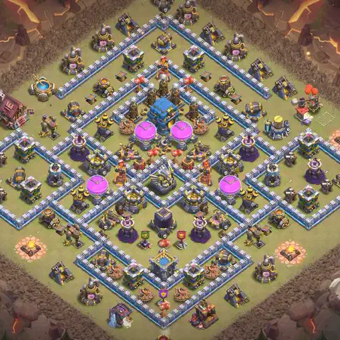 TH12 anti lavaloon anti 3-star war base layout #077