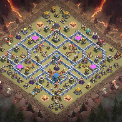 TH12 anti lavaloon anti 3-star war base layout #107