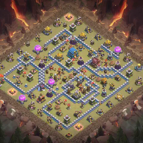 TH12 anti lavaloon anti 3-star war base layout #125