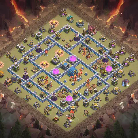 TH12 anti air cwl war base layout #022