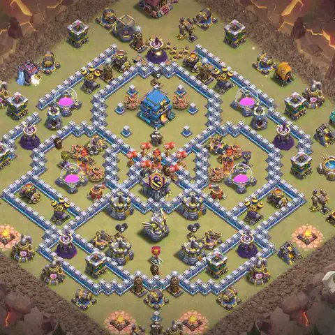 TH12 anti lavaloon cwl war base layout #049