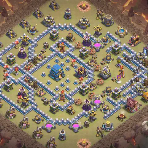 TH12 anti lavaloon cwl war base layout #052