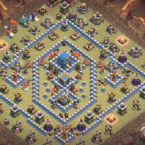TH12 anti blimp cwl war base layout #055
