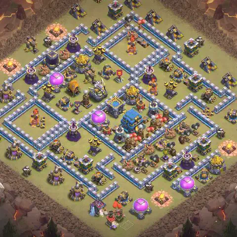 TH12 anti lavaloon cwl war base layout #070