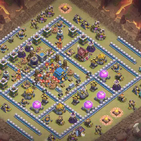 TH12 anti blimp cwl war base layout #073