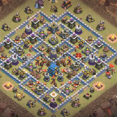 TH12 anti blimp cwl war base layout #208