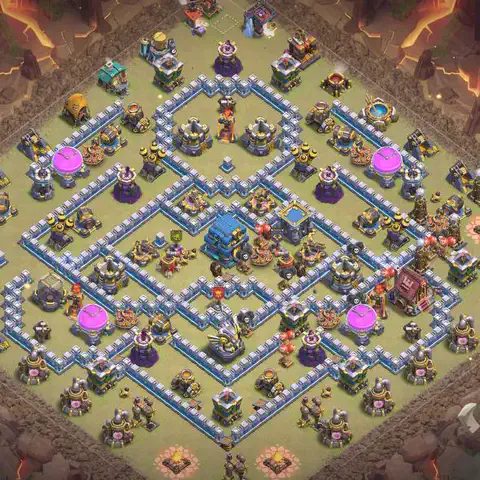 TH12 anti air war defense base layout #006
