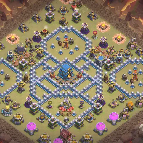 TH12 anti air war defense base layout #024