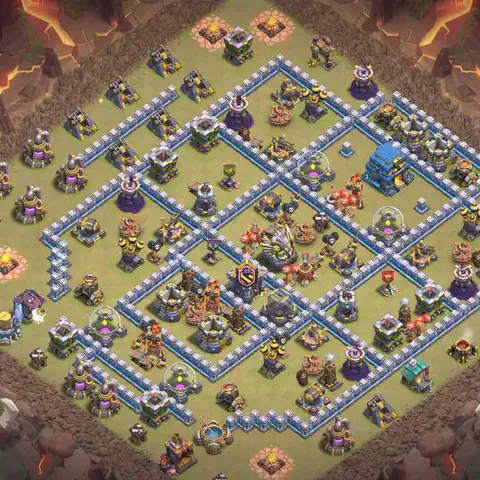 TH12 anti air war defense base layout #033