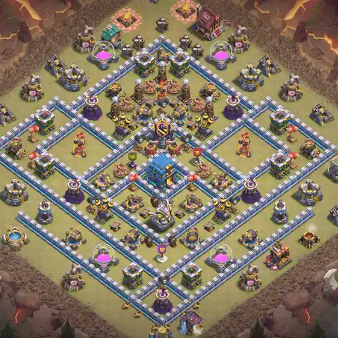 TH12 anti air war defense base layout #051