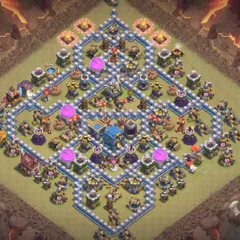 TH12 anti e-drag war defense base layout #078